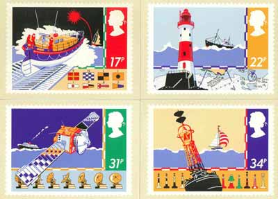 Great Britain 1985 Safety at Sea set of 4 PHQ cards unused and pristine, stamps on , stamps on  stamps on rescue, stamps on lighthouses, stamps on shipping, stamps on satellites