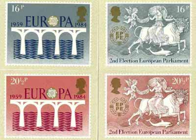 Great Britain 1984 Europa - 25th Anniversary of CEPT set of 4 PHQ cards unused and pristine, stamps on , stamps on  stamps on europa, stamps on dolphins, stamps on bovine