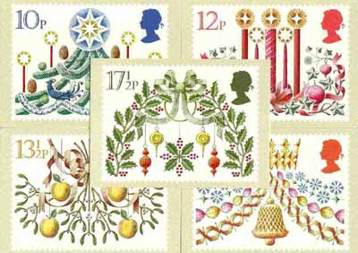 Great Britain 1980 Christmas set of 5 PHQ cards unused and pristine, stamps on christmas, stamps on candles