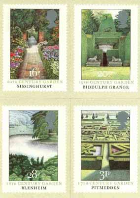 Great Britain 1983 British Gardens set of 4 PHQ cards unused and pristine, stamps on flowers, stamps on gardens