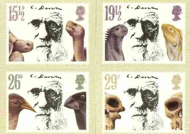 Great Britain 1982 Death Centenary of Charles Darwin set of 4 PHQ cards unused and pristine, stamps on , stamps on  stamps on animals, stamps on  stamps on personalities, stamps on  stamps on dinosaurs, stamps on  stamps on death, stamps on  stamps on darwin