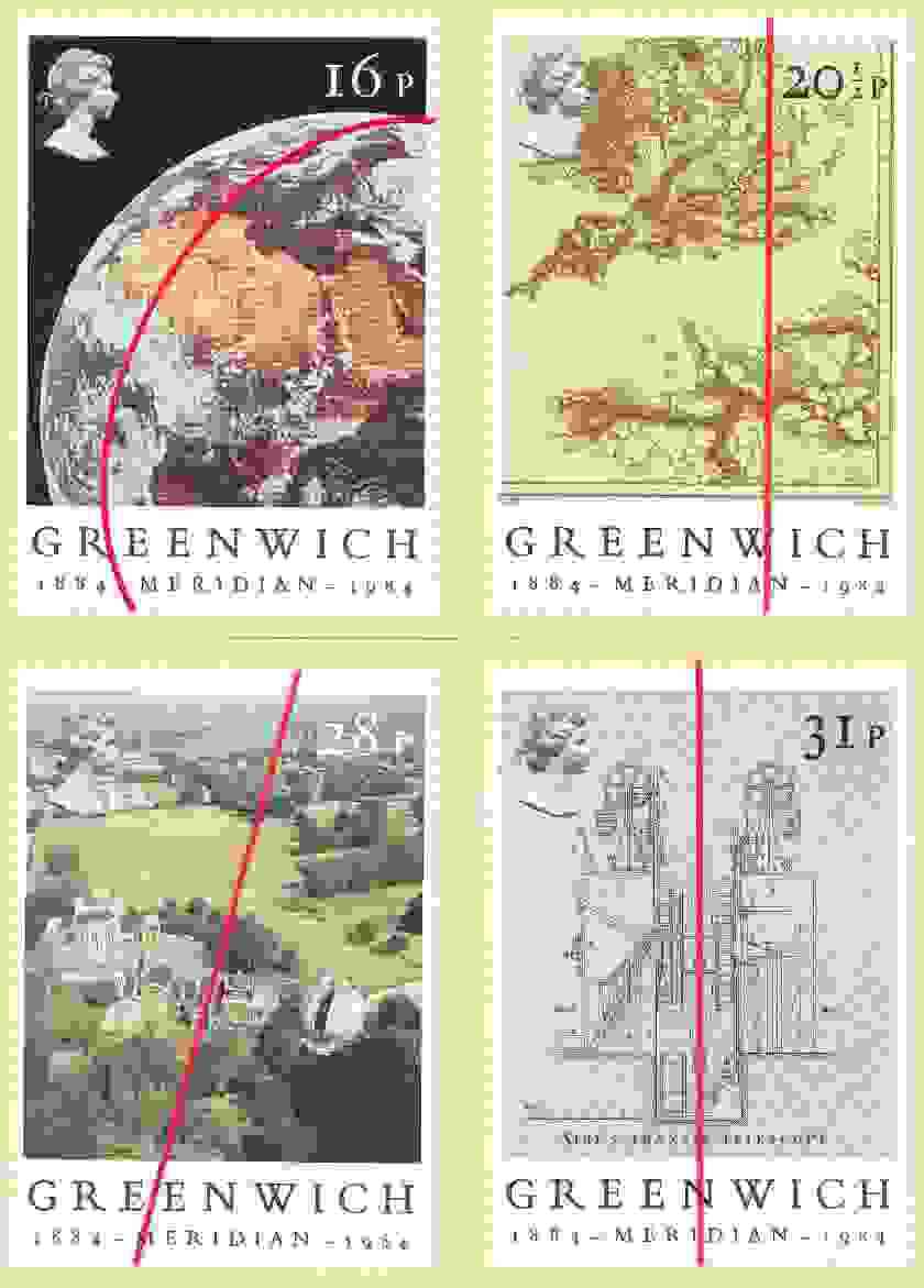 Great Britain 1984 Greenwich Meridian set of 4 PHQ cards unused and pristine, stamps on geography, stamps on maps, stamps on telescope, stamps on navigation