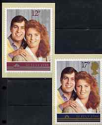 Great Britain 1986 Royal Wedding set of 2 PHQ cards unused and pristine, stamps on royalty, stamps on andrew & fergie