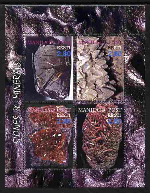Estonia (Manilaid) 2000 Stones & Minerals #01 sheetlet containing set of 4 values unmounted mint, stamps on minerals