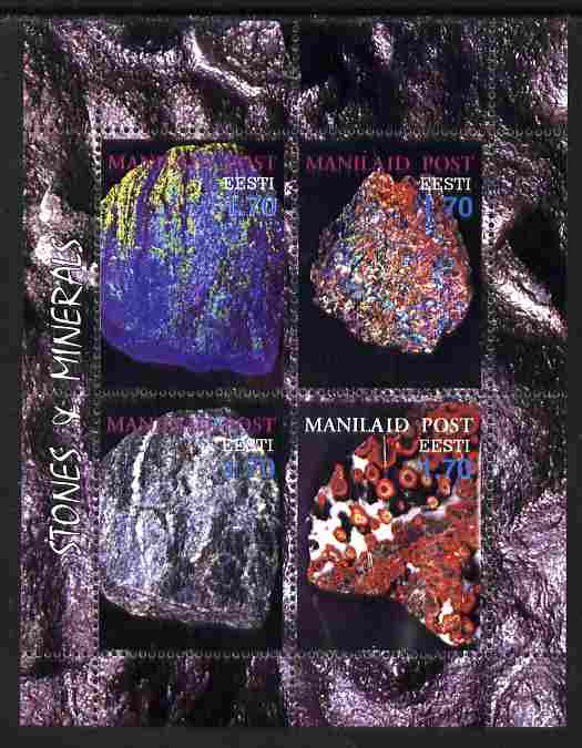 Estonia (Manilaid) 2000 Stones & Minerals #02 sheetlet containing set of 4 values unmounted mint, stamps on , stamps on  stamps on minerals