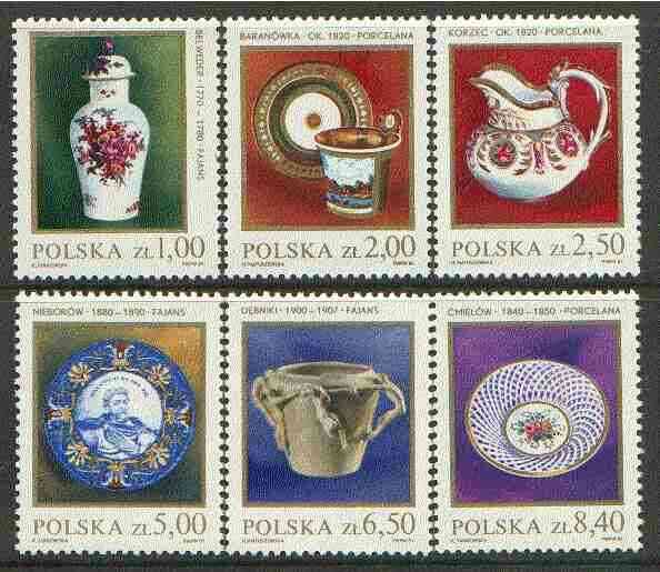 Poland 1981 Pottery set of 6 unmounted mint, SG 2745-50, Mi 2739-44*, stamps on pottery, stamps on ceramics, stamps on 