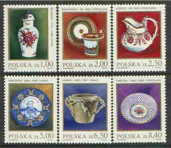 Poland 1981 Pottery set of 6 unmounted mint, SG 2745-50, Mi 2739-44*, stamps on , stamps on  stamps on pottery, stamps on ceramics, stamps on 