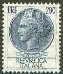 Italy 1959 Coin of Syracuse 200L deep-blue unmounted mint, SG 1009*, stamps on , stamps on  stamps on coins, stamps on money