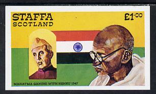 Staffa 1979 Gandhi imperf souvenir sheet (Â£1 value) unmounted mint, stamps on , stamps on  stamps on personalities   flags    gandhi, stamps on  stamps on  law , stamps on  stamps on 