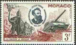 Monaco 1955 Elephant & Tank 3c (From Jules Verne set) unmounted mint SG 530*, stamps on , stamps on  stamps on elephants, stamps on tanks, stamps on militaria, stamps on sci-fi, stamps on  stamps on literature