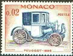 Monaco 1961 Peugeot 1898 2c (from Veteran Motor Cars set) unmounted mint SG 705*, stamps on peugeot