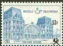 Belgium 1972 Railway Parcels - Ostend Station 53f on 42f blue unmounted mint, SG P2259, stamps on , stamps on  stamps on railways