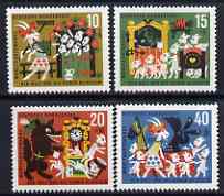 Germany - West 1963 Humanitarian Relief Fund set of 4 (Grimms Wolf & the 7 Kids) unmounted mint SG 1322-25*, stamps on fairy, stamps on wolf:clocks, stamps on goat