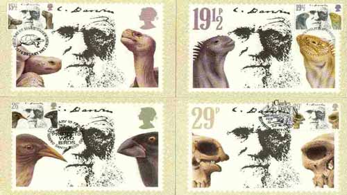 Great Britain 1982 Death Centenary of Charles Darwin set of 4 PHQ cards with appropriate stamps each very fine used with first day cancels, stamps on animals, stamps on personalities, stamps on dinosaurs, stamps on death, stamps on darwin