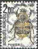 France 1982 Postage Due 2f Beetle with printed cross-hatching applied by the printers to denote 'rejection', rarely seen thus, as SG D2499*, stamps on beetles, stamps on insects
