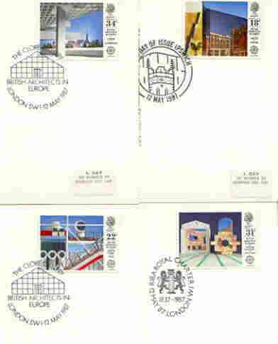 Great Britain 1987 Europa - British Architects set of 4 PHQ cards with appropriate stamps each very fine used with first day cancels, stamps on , stamps on  stamps on europa, stamps on architecture