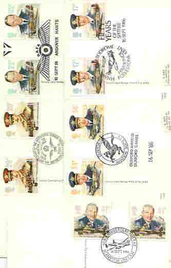 Great Britain 1986 History of the Royal Air Force set of 5 PHQ cards with appropriate gutter pairs each very fine used with first day cancels, stamps on aviation, stamps on  ww2 , stamps on  raf , stamps on personalities, stamps on  raf , stamps on lancaster, stamps on hurricane, stamps on dh, stamps on typhoon, stamps on mosquito, stamps on  ww2 , stamps on 