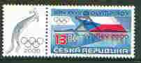 Czech Republic 2000 Sydney Olympic Games 13k representing water sports plus label unmounted mint, stamps on olympics