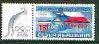 Czech Republic 2000 Sydney Olympic Games 13k representing water sports plus label unmounted mint, stamps on , stamps on  stamps on olympics