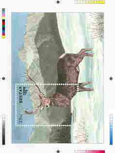 Bhutan 1990 Endangered Wildlife - Intermediate stage computer-generated essay #2 (as submitted for approval) for 25nu m/sheet (Himalayan Shou) 190 x 135 mm very similar t..., stamps on animals, stamps on deer