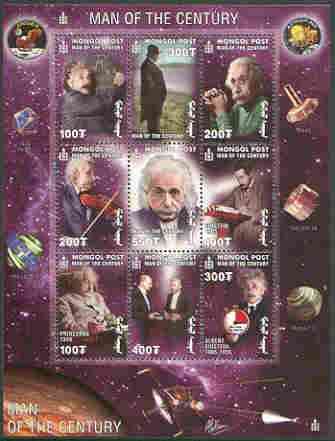 Mongolia 2000 Einstein - Man of the Century perf sheetlet containing 9 values unmounted mint, stamps on personalities, stamps on science, stamps on nobel, stamps on space, stamps on judaica   , stamps on personalities, stamps on einstein, stamps on science, stamps on physics, stamps on nobel, stamps on maths, stamps on space, stamps on judaica, stamps on atomics