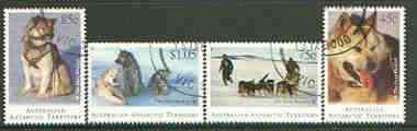 Australian Antarctic Territory 1994 Departure of Huskies set of 4 very fine used, SG 104-107, stamps on , stamps on  stamps on dogs, stamps on  stamps on huskies, stamps on  stamps on polar