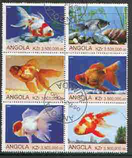 Angola 2000 Ornamental Fish set of 6 very fine cto used, stamps on , stamps on  stamps on fish