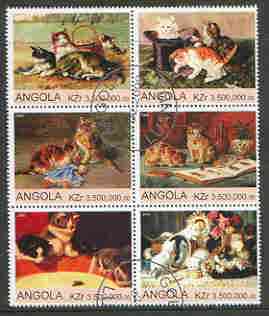 Angola 2000 Kittens set of 6 very fine cto used, stamps on cats