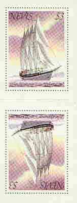 Nevis 1980 SV Polynesia $3 in vert tete-beche pair unmounted mint, SG 54var, stamps on ships