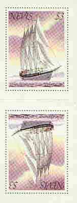 Nevis 1980 SV Polynesia $3 in vert tete-beche pair unmounted mint, SG 54var, stamps on , stamps on  stamps on ships