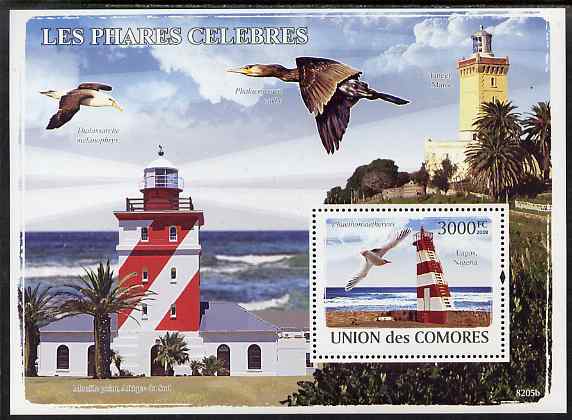 Comoro Islands 2009 Lighthouses & Birds perf s/sheet unmounted mint, Michel BL451, stamps on , stamps on  stamps on lighthouses, stamps on  stamps on birds