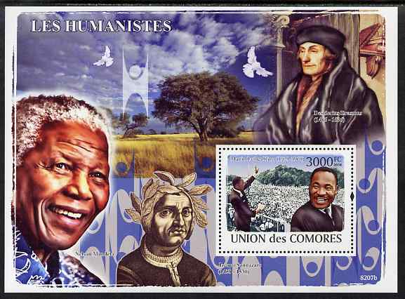 Comoro Islands 2009 Humanitarians perf s/sheet unmounted mint, Michel BL454, stamps on , stamps on  stamps on personalities, stamps on  stamps on peace, stamps on  stamps on mandela, stamps on  stamps on luther king, stamps on  stamps on 