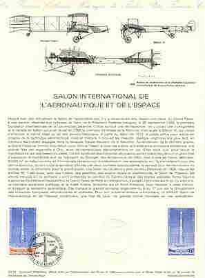 France 1979 International Aeronautics and Space Exhibition stamp affixed to document (20-79) with illustrated Concorde first day cancel, printed stamp in blue only plus official die stamp., stamps on , stamps on  stamps on aviation, stamps on concorde, stamps on space