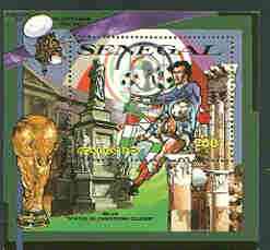 Senegal 2000 Korea/Japan World Cup opt in silver on 1990 Football perf m/sheet (Statue of Columbus) unmounted mint, stamps on , stamps on  stamps on football, stamps on columbus, stamps on statues, stamps on  stamps on sport