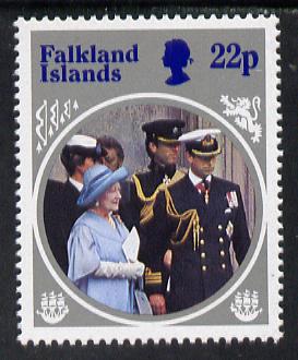 Falkland Islands 1985 Life & Times of HM Queen Mother 22p with wmk inverted (gutter pair price x2), stamps on , stamps on  stamps on royalty, stamps on  stamps on queen mother