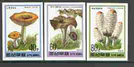 North Korea 1995 Fungi #02 imperf set of 3 values, unmounted mint, as SG N3525-27* (from limited printing), stamps on , stamps on  stamps on fungi