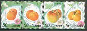 North Korea 1996 Apricots perf set of 4 unmounted mint SG N3659-62*, stamps on , stamps on  stamps on food, stamps on fruit, stamps on apricots