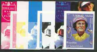 Somaliland 2000 Bube Didrikso Zakarios (From Women Golfers sheetlet) the set of 5 imperf progressive proofs comprising the four individual colours plus all 4-colour composite, stamps on , stamps on  stamps on women, stamps on golf, stamps on sport