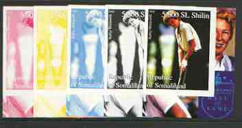 Somaliland 2000 Kuthy Whitworth (From Women Golfers sheetlet) the set of 5 imperf progressive proofs comprising the four individual colours plus all 4-colour composite, stamps on , stamps on  stamps on women, stamps on golf, stamps on sport