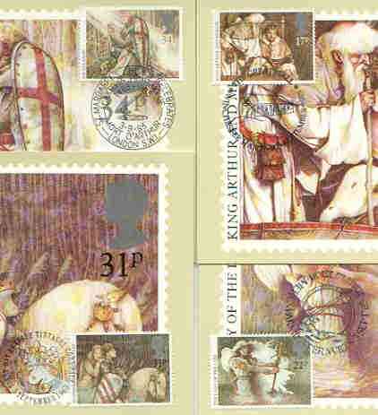 Great Britain 1985 Arthurian Legends set of 4 PHQ cards with appropriate stamps each very fine used with first day cancels, stamps on literature