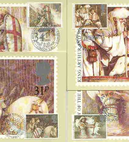 Great Britain 1985 Arthurian Legends set of 4 PHQ cards with appropriate stamps each very fine used with first day cancels, stamps on , stamps on  stamps on literature