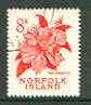 Norfolk Island 1960 Red Hibiscus 8d (from 1960 def set) superb used with light corner cds cancel SG 28, stamps on , stamps on  stamps on flowers, stamps on  stamps on hibiscus