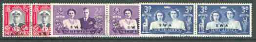 South West Africa 1947 KG6 Royal Visit set of 6 (3 bi-lingual horiz pairs) very fine cds used, SG 134-36, stamps on , stamps on  stamps on royalty, stamps on  stamps on royal visit, stamps on  stamps on  kg6 , stamps on  stamps on 