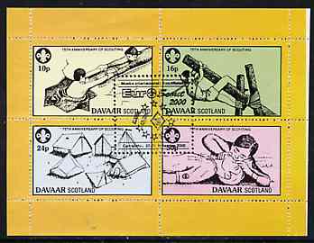 Davaar Island 2000 Euro-Scout opt in black on 75th Anniversary of Scouting perf sheetlet of 4 values unmounted mint, stamps on scouts