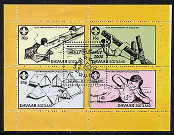 Davaar Island 2000 Euro-Scout opt in black on 75th Anniversary of Scouting perf sheetlet of 4 values unmounted mint, stamps on , stamps on  stamps on scouts