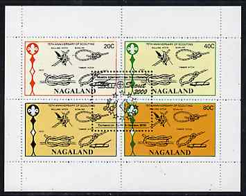 Nagaland 2000 Euro-Scout opt in black on 75th Anniversary of Scouting perf sheetlet of 4 values unmounted mint, stamps on scouts