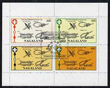 Nagaland 2000 Euro-Scout opt in black on 75th Anniversary of Scouting perf sheetlet of 4 values unmounted mint, stamps on , stamps on  stamps on scouts