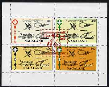 Nagaland 2000 Euro-Scout opt in red on 75th Anniversary of Scouting perf sheetlet of 4 values unmounted mint, stamps on , stamps on  stamps on scouts