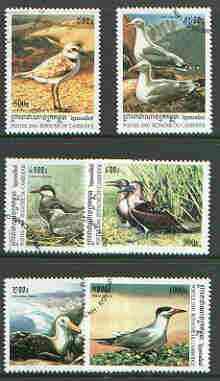 Cambodia 2000 Sea Birds complete perf set of 6 values cto used SG 2018-23, stamps on birds