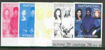 Kyrgyzstan 1999 Star Trek #1 from 20th Century Culture (Famous People) the set of 5 imperf progressive proofs comprising the 4 individual colours plus all 4-colour compos..., stamps on personalities, stamps on entertainments, stamps on films, stamps on cinema, stamps on sci-fi, stamps on millennium, stamps on sci-fi